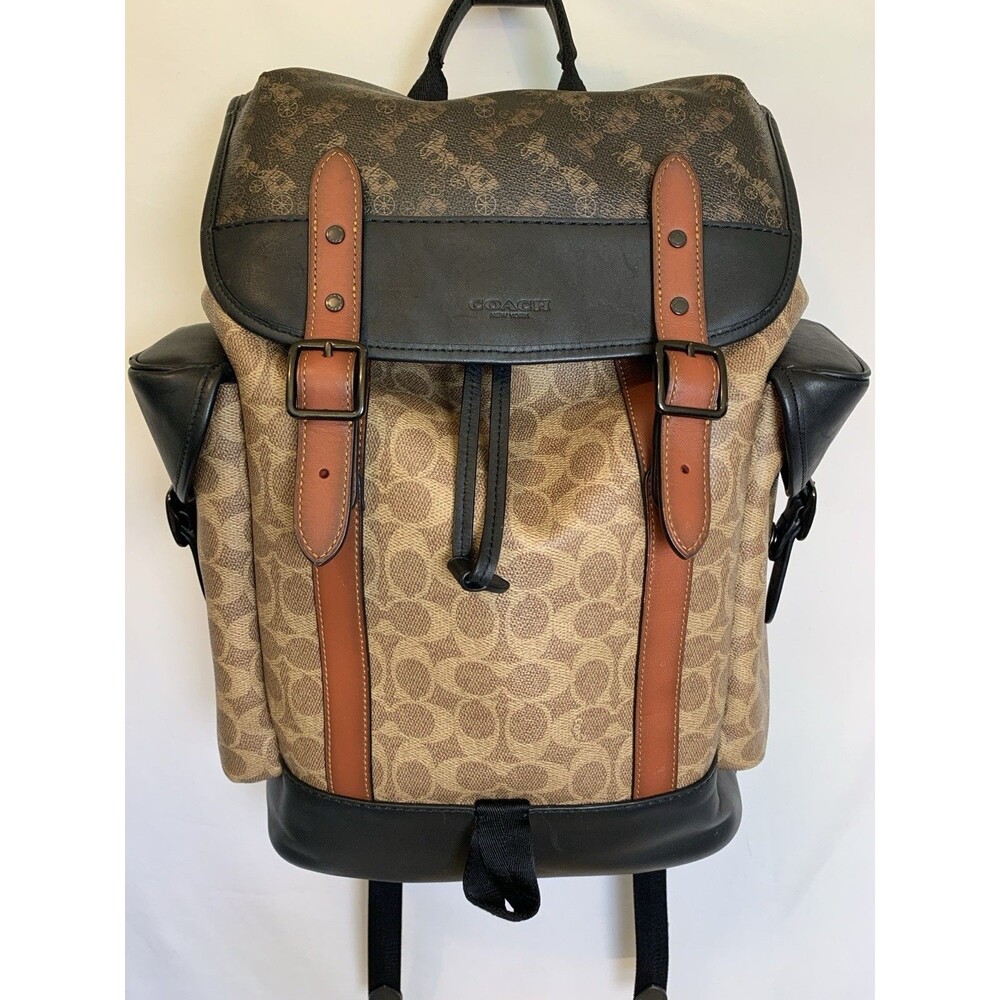 Coach Hitch Backpack In Signature Canvas With Horse And Carriage Print C1059
